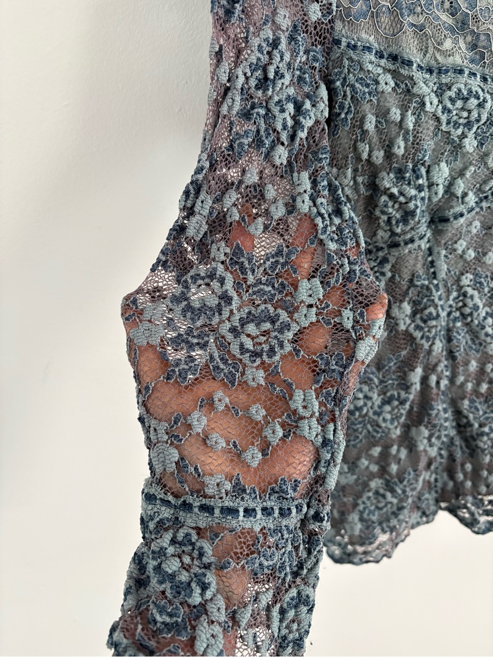 Vintage Y2K Ann Ferriday Blue Lace Top One Size Romantic Fairy Boho Coquette - Picture 4 of 8